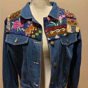 Vintage KK 88 Hand Beaded/Embellished Denim Jacket